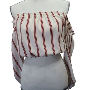 Elle Rea Red Striped Top Small